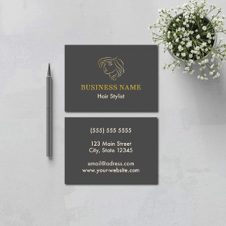 Elegant Line Art Face Hair Salon Logo Visitkort