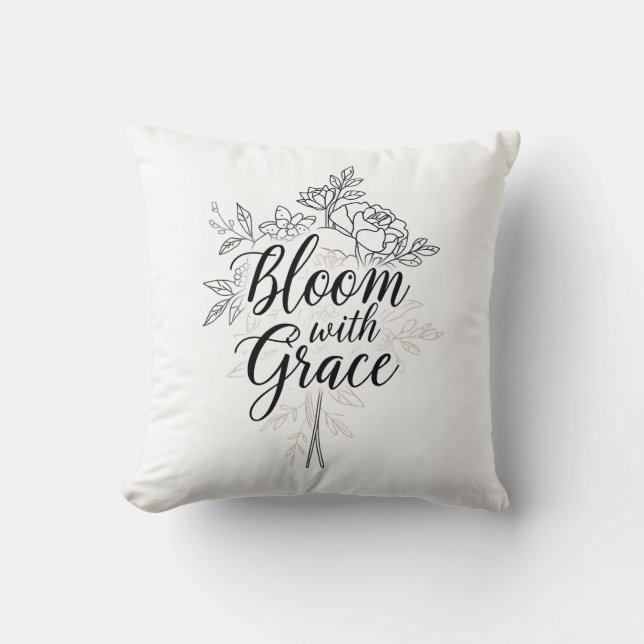 Elegant Line Art Flower Typography Kudde (Framsida)