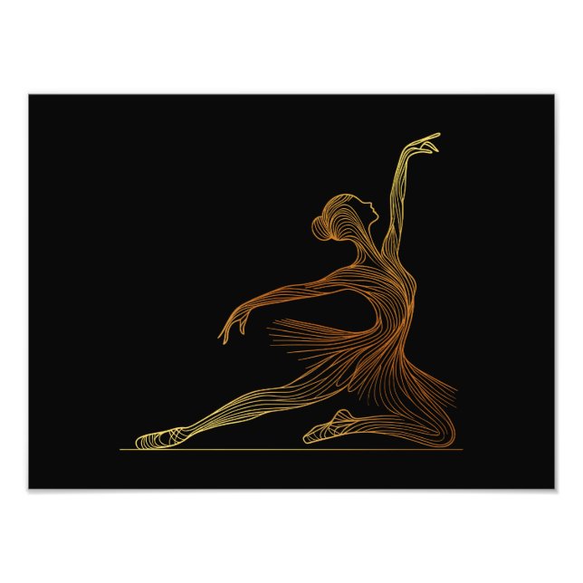 Elegant Line Art of Ballet Dancer in Gracval Pose Fototryck (Framsidan)