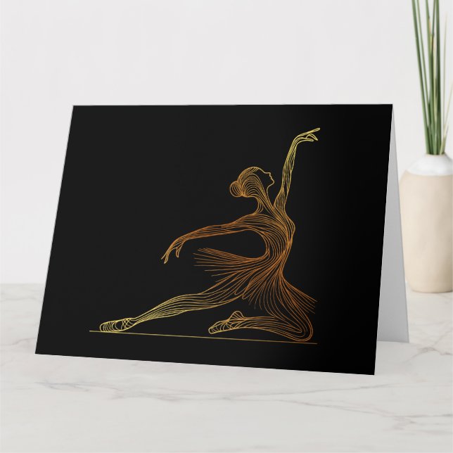 Elegant Line Art of Ballet Dancer in Gracval Pose Tack Kort (Framsida)