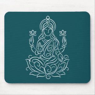 Elegant Line Art of Goddess Lakshmi on Lotus Musmatta