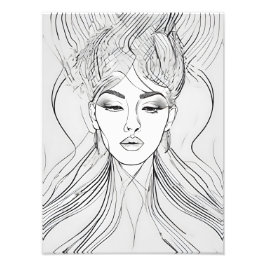 Elegant Line Art Porträtt Modern Fototryck