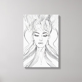 Elegant Line Art Porträtt Modern Wall Art Canvas