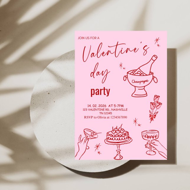 Elegant Line Art Valentine’s Day Party Inbjudningar (Skapare uppladdad)