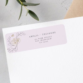 Elegant Line Blommigt Lilac Bröllop Returadress Returadress Etikett