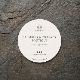 Elegant Linen Business Logotyp webbplats Marknadsf Runt Klistermärke