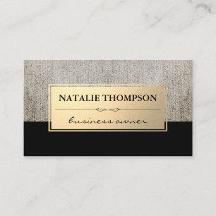 Elegant Linen Metallic Guld Ram Visitkort