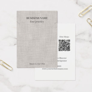 Elegant Linen QR Code Jewelry Business Necklace Visitkort
