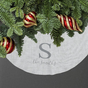 Elegant Linen Stil-familjens Monogram-jul Julgransmatta Borstad Polyester