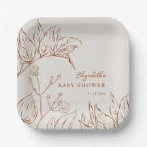 Elegant Linje Konst Botanisk Baby Shower