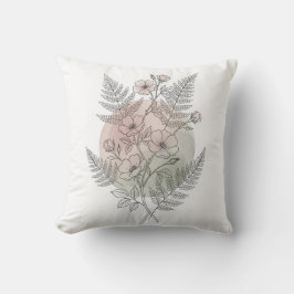Elegant Linje Konst Rosa Vildros Floral Kudde