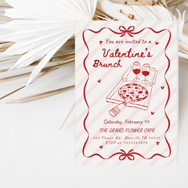 Elegant Linje Konst Valentine’s Brunchfest Inbjudningar (Skapare uppladdad)