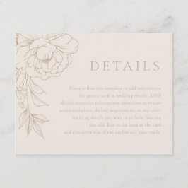 Elegant Linje Konst Vintage Blommig Bröllopsdetalj Tilläggskort