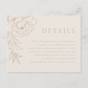 Elegant Linje Konst Vintage Blommig Bröllopsdetalj Tilläggskort
