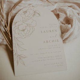 Elegant linjearbetad boho vintage blomsterbröllop inbjudningar