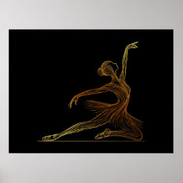 Elegant linjearbetet av balettdansare i graciös po poster