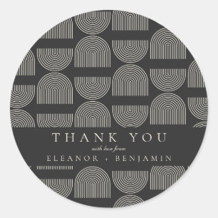 Elegant Linjer Black White Bröllop Anpassningsbar  Runt Klistermärke