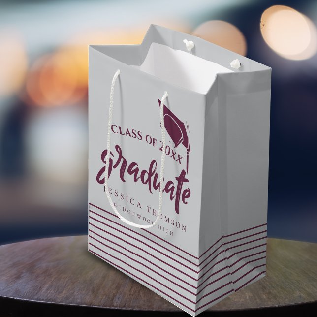 Elegant Linjer Grad Hat Studentfest Favoriter (Elegant Lines Grad Hat Graduation Party Favor Medium Gift Bag)