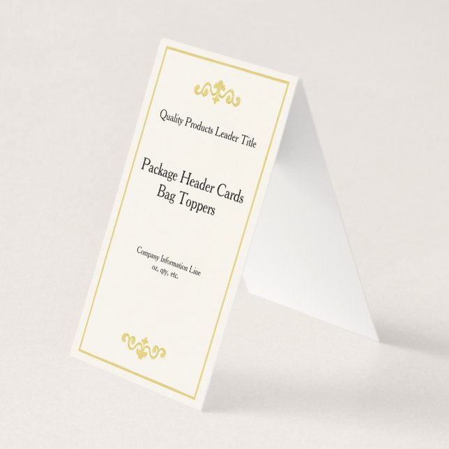 Elegant Linne Guld Flourish Header Card Bag Topper Kort (Framsida)