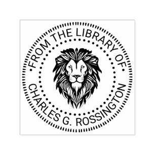 Elegant Lion Head #3 NT Round Bibliotek Boknamn Självfärgande Stämpel