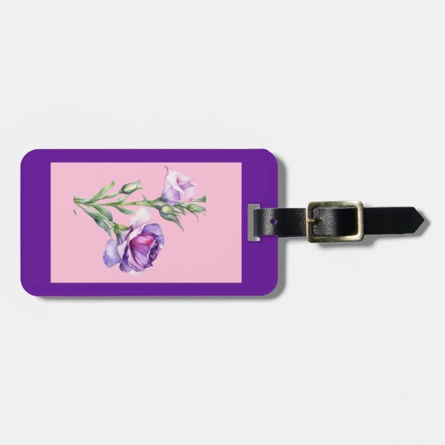 Elegant Lisianthus Luggage Tag Lila Bagagebricka (Horisontell Framsida)