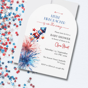 Elegant liten fyrverkeripippa 4 juli Baby Shower Inbjudningar
