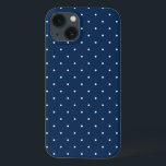 elegant, liten marinblå vit polka dots mönster<br><div class="desc">Elegant vit polka dots mönster på marin blå bakgrund.</div>