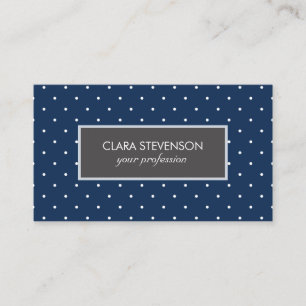 elegant - liten marinblå vit polka dots mönster visitkort