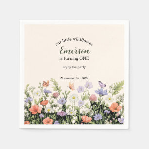 Elegant liten vildblomma 1-års födelsedagsfest pappersservett