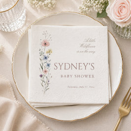 Elegant liten vildblomma Neutral baby shower Pappersservett