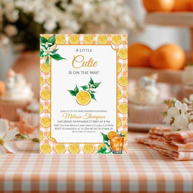 Elegant litet sött orange baby shower inbjudningar (Skapare uppladdad)