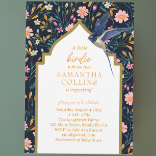 Elegant Little Bird Woodland Meadow Baby Shower Inbjudningar
