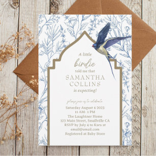 Elegant Little Bird Woodland Meadow Baby Shower Inbjudningar