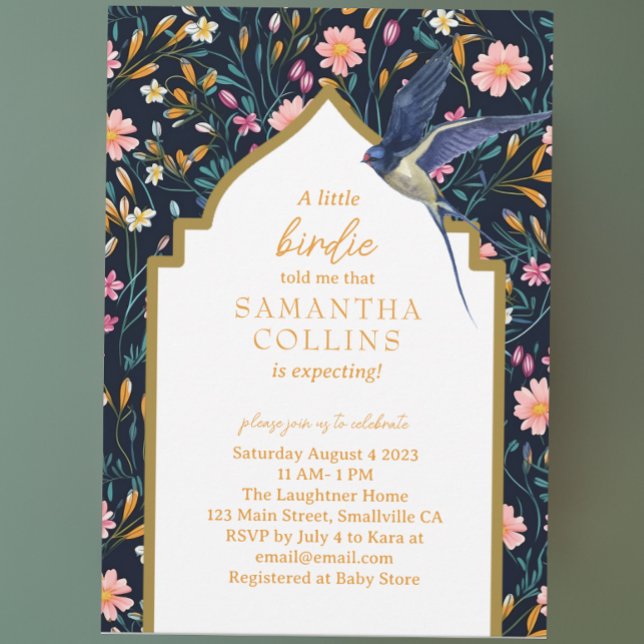 Elegant Little Bird Woodland Meadow Baby Shower Inbjudningar (Skapare uppladdad)