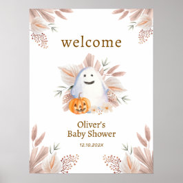 Elegant Little Boo Boho Ghost Baby Shower Välkomme Poster