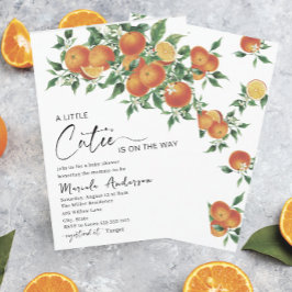 Elegant Little Cutie Citrus Orange Watercolor Bab Inbjudningar