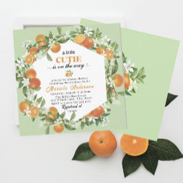Elegant Little Cutie Citrus Orange Watercolor Bab Inbjudningar