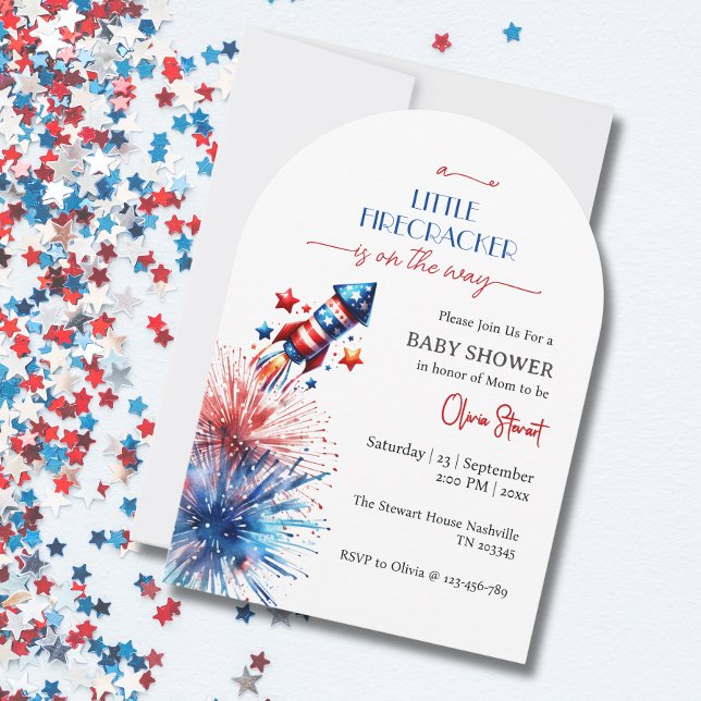 Elegant Little firecracker 4:e juli Baby Shower Inbjudningar (Skapare uppladdad)