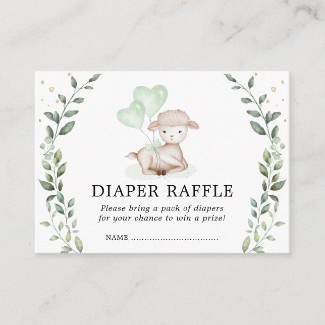 Elegant Little Lamb Diaper Raffle Baby Sheep Tilläggskort (Framsida)