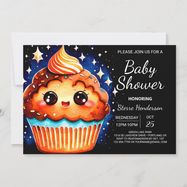 Elegant Little Pastry Bliss Muffin Boy Shower Inbjudningar (Framsida)