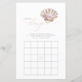 Elegant Little Pearl Baby Shower Bingo Game Card