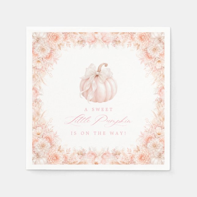 Elegant Little Pumpa Bow Baby Shower Pappersservett (Framsidan)