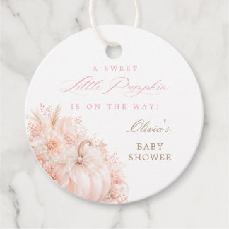 Elegant Little Pumpkin Bow Baby Shower Gåvor Etiketter