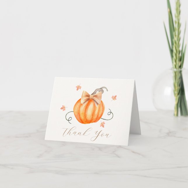Elegant Little Pumpkin Bow Fall Baby Shower Tack Kort (Framsida)