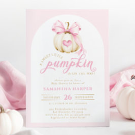 Elegant Little Pumpkin Rosa Baby Shower Inbjudningar