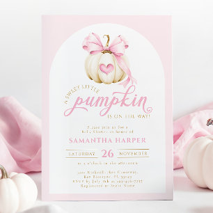 Elegant Little Pumpkin Rosa Baby Shower Inbjudningar
