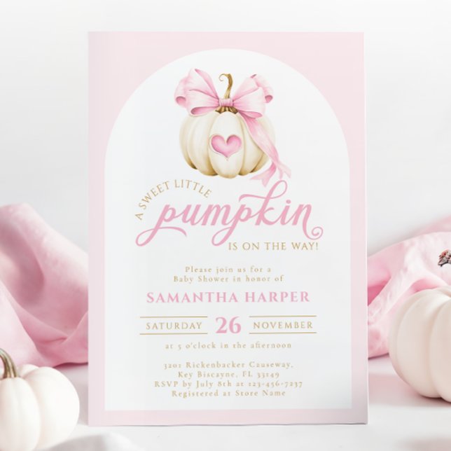 Elegant Little Pumpkin Rosa Baby Shower Inbjudningar (Skapare uppladdad)