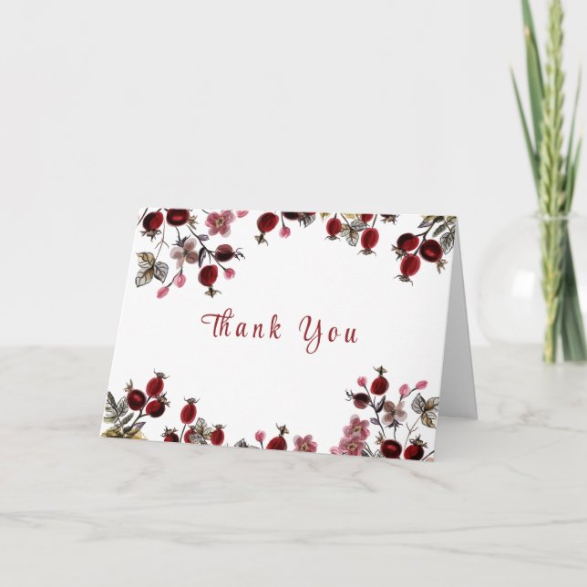 Elegant Little Wildblomberry Baby Shower Tack Kort (Framsida)