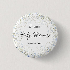 Elegant Little WildblomBlue Flower Baby Shower Knapp