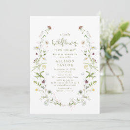 Elegant Little Wildblomma Rustic Boho Baby Shower Inbjudningar